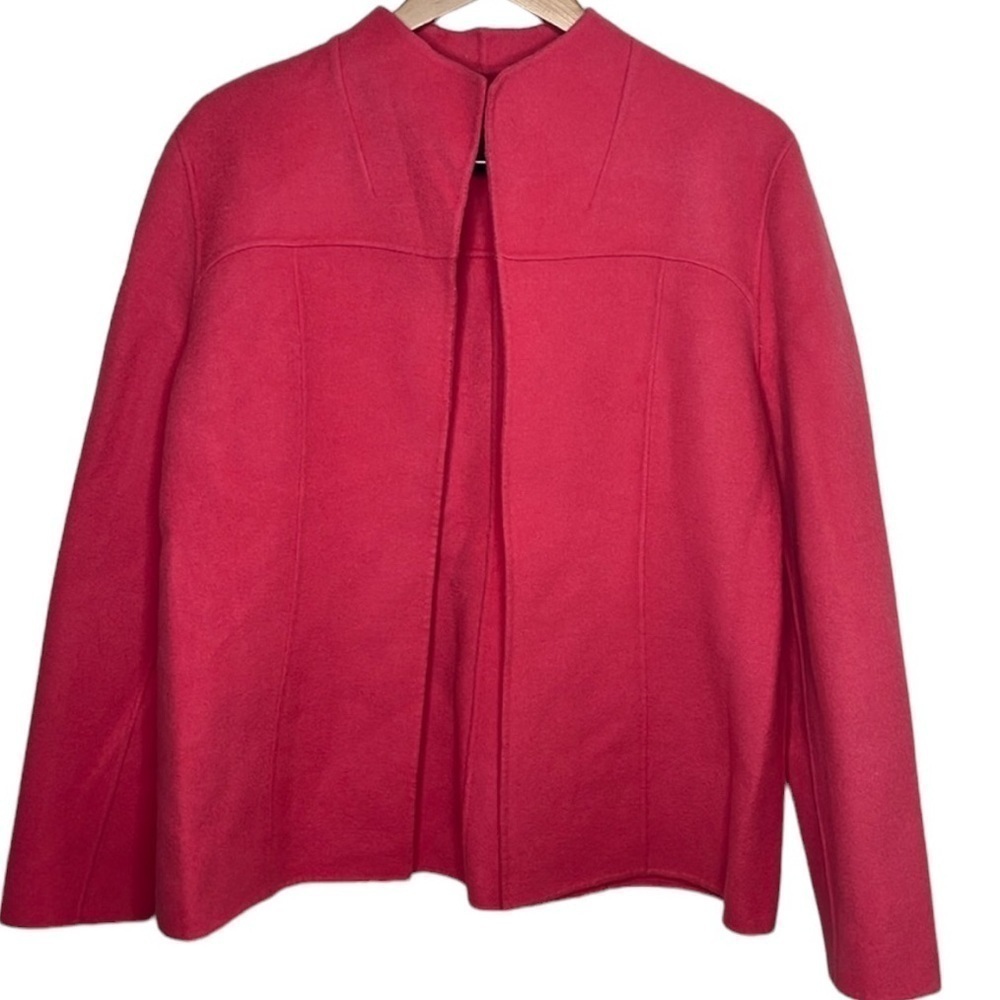 New Peck & Peck Pink Wool Angora Open Front Jacket Women Size XL